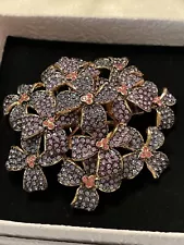 Joan Rivers’ 3 Inches Diameter Rhinestone Pin Brooch Purple Flower