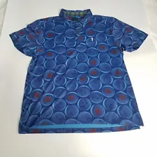 William Murray Mens Golf Polo Shirt Kingpin Sz XL Blue Roses Bowling Ball