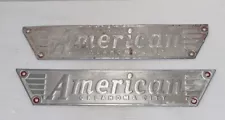 Vintage "American Oklahoma City" Nameplate Metal Trim Badge Fender Deco Old Rare