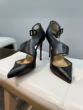 Louis Vuitton Womens Heels Black Leather Size 36 Red Bottoms Stiletto