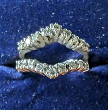 Ladies 14k White Gold Diamond Insert Ring Size 7.5 - estate sale