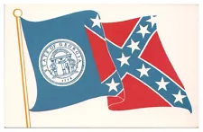 Vintage Georgia State Flag Postcard 1976 Bicentennial Stamp Unposted Chrome