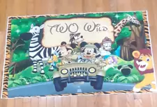 Two Wild Disney Mickey Mouse Safari Banner Photo Backdrop Tablecloth Birthday