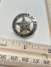 FOP Fraternal Order of Police TEXAS RANGERS - SILVER - Lapel Police Pin