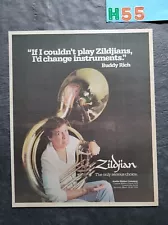 Buddy Rich Zildjian Cymbals Promo Print Advertisement Vintage 1980