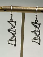 925 STERLING SILVER DNA DOUBLE HELIX EARRINGS SPIRAL LADDER BIOLOGY 1239