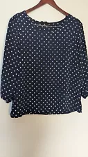 Navy Polka Dot Women's Blouse Medium