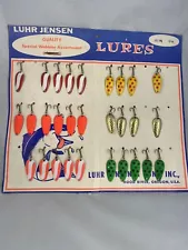 New Listing29 VINTAGE LUHR JENSEN ASSORTED WOBBLER RARE DISPLAY CARD BRAND NEW LURES