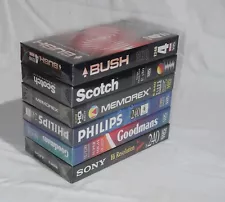 Mixed Lot of Six New Sealed Blank VHS Video Tapes