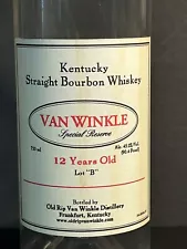 Pappy Van Winkle 12 Year Lot B BourbonEmpty Unrinsed Bottle Drips On Front Label