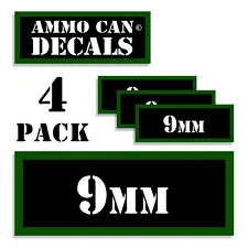 9MM Ammo Can 4x 9MM Labels Ammunition Case 3"x1.15" 9MM stickers decals 4 pack