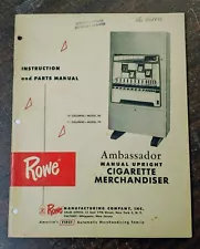 Vintage Rowe Twenty-700 Cigarette Machine Instruction manual & Parts catalog