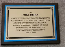 MIKE DITKA CHICAGO BEARS 1988 PLAQUE MARQUETTE HIGH SCHOOL SCARCE