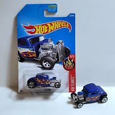 Hot Wheels 32 Ford Blue #223 HW Flames 1 On Card, 1 Loose For Sale