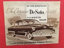 1953 DE SOTO "POWERMASTER & FIREDOME" Car Dealer Sales Brochure