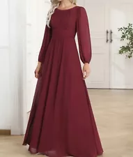 Size 4XL Burgandy Long Chiffon Ever-Pretty Bridesmaid Dress