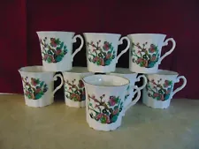 SALE 8 Royal Grafton Bone China Indian Tree Coffee Mugs England 1950's era.