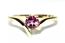 Pink Tourmaline Ring 9ct Gold Wishbone Solitaire Natural Pink Tourmaline N7 SALE