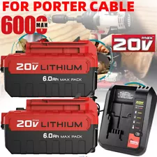 20 Volt Lithium-Ion Battery / Charger for PORTER CABLE 20V Max PCC680L PCC685L