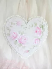 LACE ROMANCE PINK ROSES HEART Hand Painted byDAS hp chic shabby vintage cottage