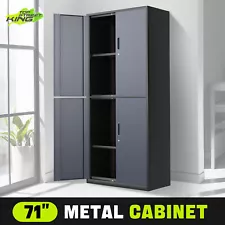 15.71"x 31.5"x 70.87" Rectangular Cabinets W/4 Doors and 2 Shelves Gray/Black