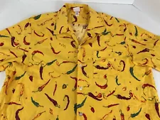 Scorpio Collection XL Yellow Pepper Graphic Short Sleeve Button Shirt Made in US