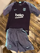 NWT RARE 2018 FC Barcelona Soccer Kids Jersey Uniform Kit Purple Aqua-Youth XXL