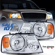 For 04-08 Ford F150 Lincoln 06-08 Mark LT Clear Chrome Lamp Headlight Left+Right (For: Ford)