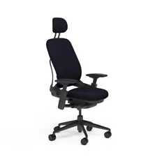 Steelcase Leap Office Chair V2 Adjustable Headrest Black Frame Buzz2 - Black