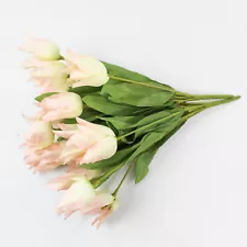 Unbranded Lot of 2 Artificial Floral Bouquet White Pink Tulips Spring Home Decor