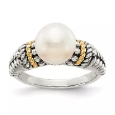 925 Sterling Silver Vintage 8mm Freshwater Cultured Pearl Statement Ring