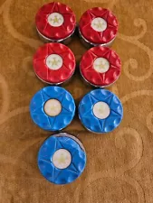 Triple Crown SHUFFLEBOARD Pucks Weights Lot of 7 Blue Red Used