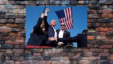 ✊ð» 30" x 20" photo poster President Donald Trump Assassination Attempt USA Flag