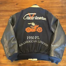 Vintage 90s Harley Davidson x Warner Bros Taz Letterman Jacket Leather 1991 XL