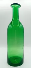 Large Green 13 5/8" Glass Free Blown Bottle