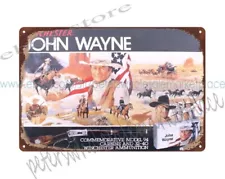 Winchester John Wayne cowboy rifle horse firearm ammo metal tin sign color art