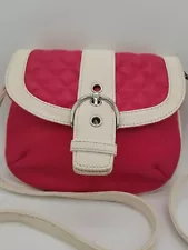 Grace Adele Small Soft Leather Hot Pink And White Cross body Bag Purse