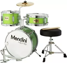 Mendini By Cecilio Kids Drum Set, Junior Kit w/ 4 Drums - Green Metallic