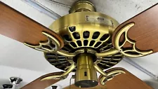 Vintage Hunter Original 52" Ceiling fan - Antique Brass, Walnut Blades, USA Made