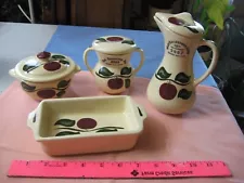 4 PIECES Watt Pottery "APPLE 3 LEAF" COLLECTORS ASSN.