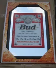 Mirror Budweiser beer pub/bar, mancave, home decoration