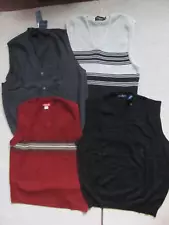 Lot of 4 Men’s Sweater Vests Large Knit Sleeveless Made in USA NWT