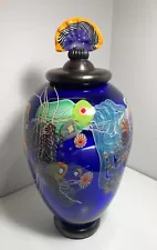 Wes Hunting Signed Art Glass Vase Hand Blown Abstract Modern Contemporary