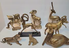 Vintage Solid Brass Assorted Animal Figurines Statues Sculptures ~ Lot of 8