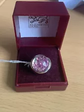 925 Silver Unusual Dome Ring With Moving Pink Tourmaline Gems / Size N/ New