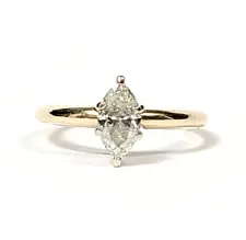 1/2 Carat Marquise Diamond 14k Yellow Gold Engagement Ring Size 5.5