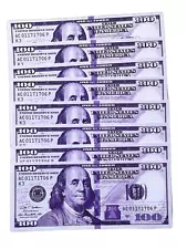 Purple Pretty Replica Paper Fake Money $100 Bills (20 bills), Place holder bills