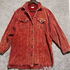 POL Coolest Corduroy Long Jacket/Shirt Shacket Size Small Burnt Orange Oversized