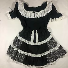 Pitchfork Brand Set Womens Medium Square Dance Outfit 2-Piece Black White Floral