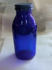 7 Inch Cobalt Blue Bottle Large Mouthed Screw Top